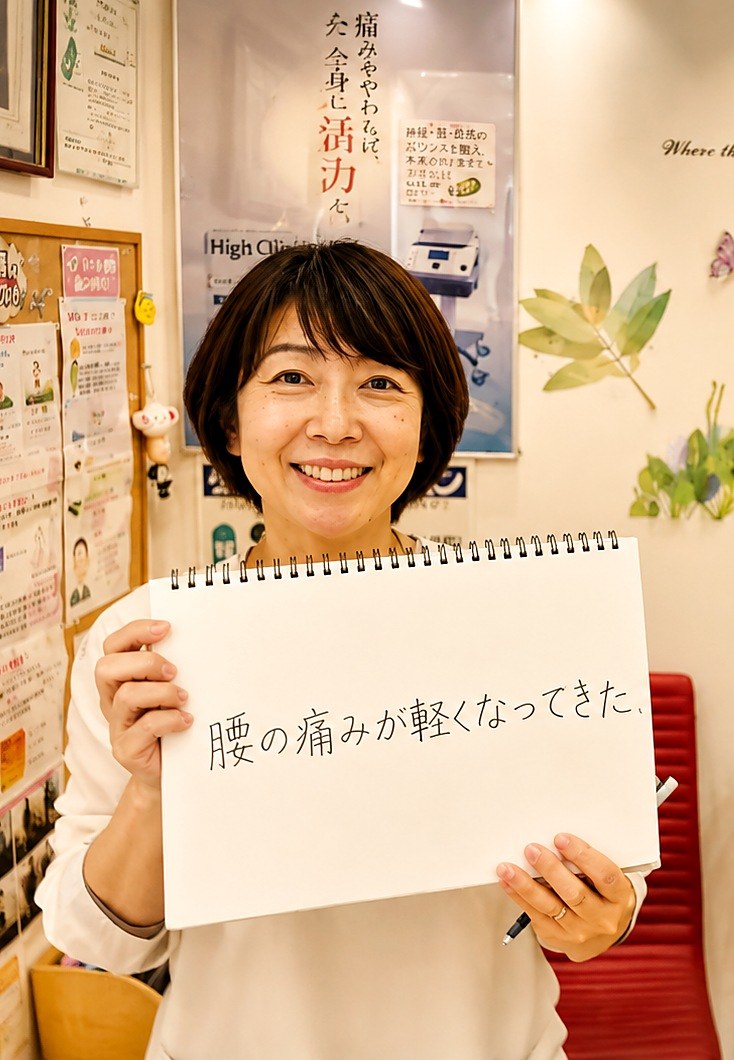 腰痛が軽くなったとご感想をいただいた患者様