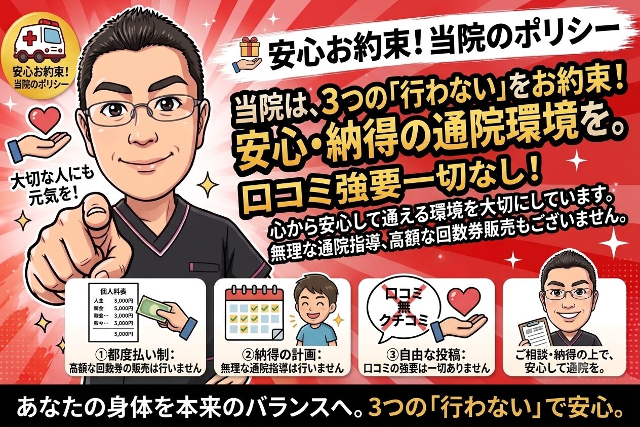 浜松腰痛・自律神経整体ならみんなのからだバランス整骨院・整体院ポリシー