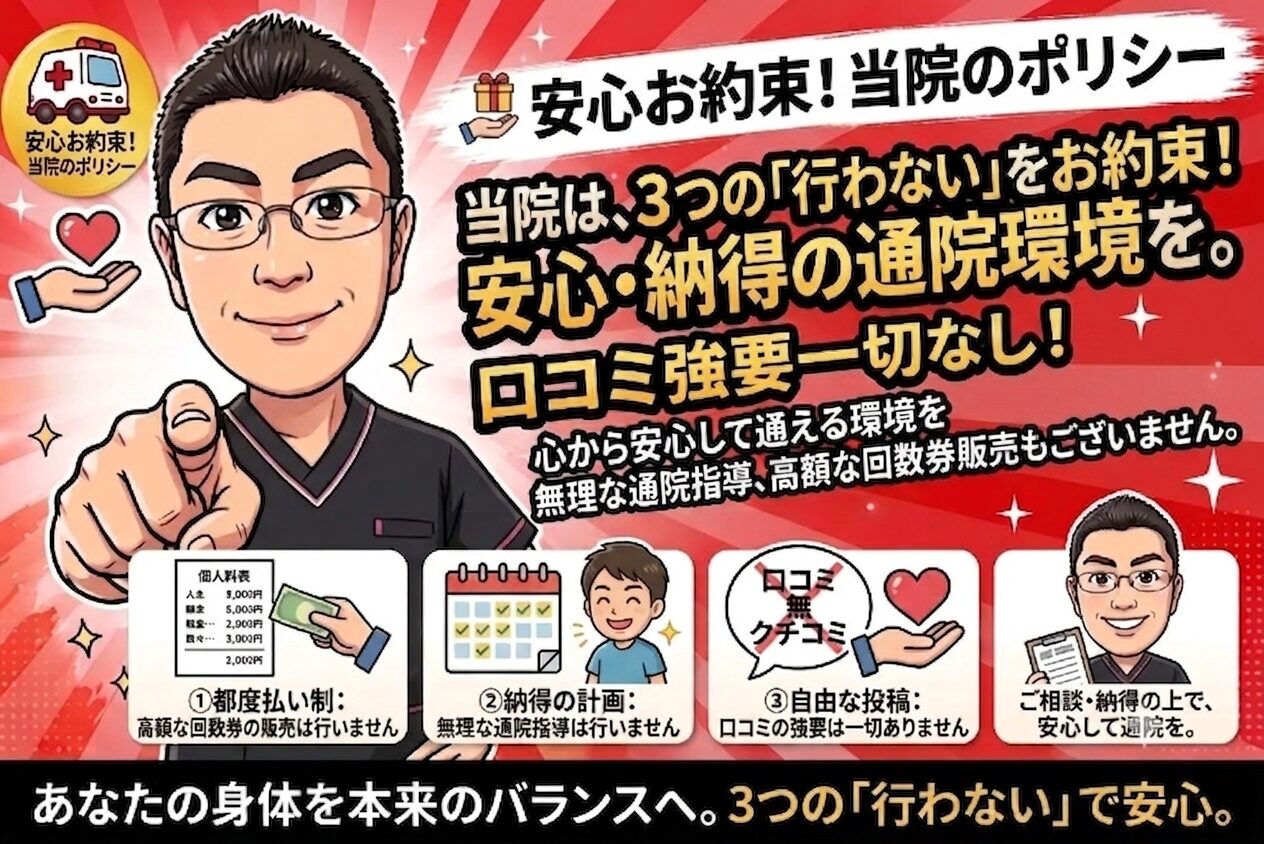浜松腰痛・自律神経整体ならみんなのからだバランス整骨院・整体院ポリシー